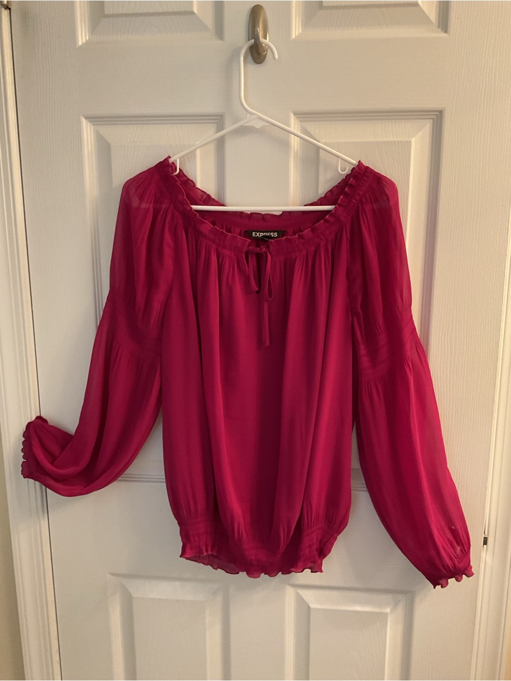 Express Hot Pink Peasant Blouse